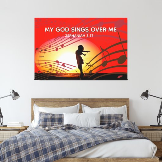 Zefanja 3:17 | MIJN GOD ZINGT OVER MIJ | CHRISTELI Canvas Afdruk (Insitu (Slaapkamer))
