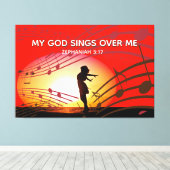 Zefanja 3:17 | MIJN GOD ZINGT OVER MIJ | CHRISTELI Canvas Afdruk (Insitu (Houten vloer))