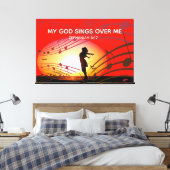 Zefanja 3:17 | MIJN GOD ZINGT OVER MIJ | CHRISTELI Canvas Afdruk (Insitu (Slaapkamer))