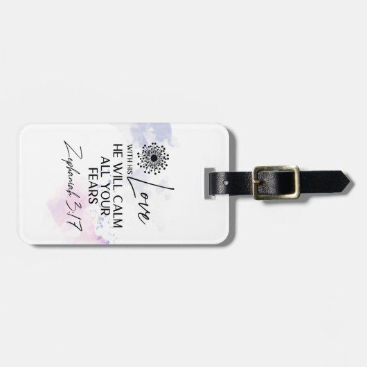 Zefanja 3:17 Zijn Liefde zal uw angsten kalmeren B Bagagelabel (Voorkant horizontaal)