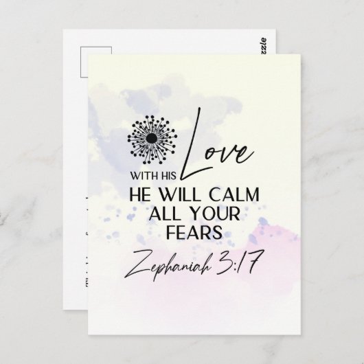 Zefanja 3:17 Zijn Liefde zal uw angsten kalmeren B Briefkaart (Voorkant / Achterkant)
