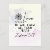 Zefanja 3:17 Zijn Liefde zal uw angsten kalmeren B Briefkaart (Voorkant)