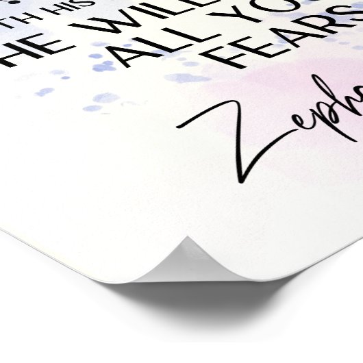 Zefanja 3:17 Zijn Liefde zal uw angsten kalmeren B Poster (Hoek)