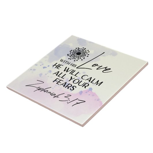 Zefanja 3:17 Zijn Liefde zal uw angsten kalmeren B Tegeltje (Zijkant)