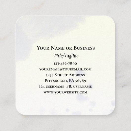 Zefanja 3:17 Zijn Liefde zal uw angsten kalmeren B Vierkante Visitekaartje (Achterkant)