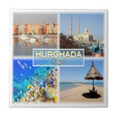 zEG062-mozaïek van HURGHADA in het Egyptische Rode Tegeltje (Voorkant)