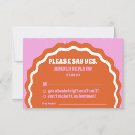 Zeg alsjeblieft ja modern vet Sinaasappel retro go RSVP Kaartje