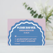 Zeg alsjeblieft ja moderne gewaagde gele retro gol RSVP kaartje (Staand voorkant)