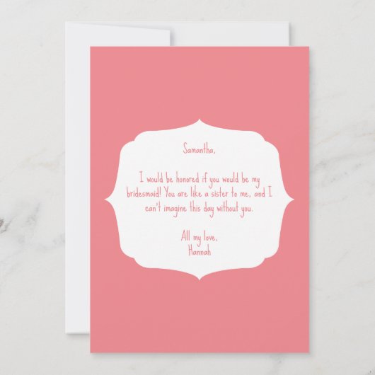 Zeg alstublieft ja, bent u mijn Bridesmaid Kaart? Kaart (Achterkant)