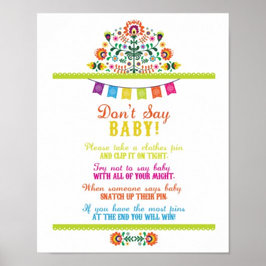 Zeg Baby shower Games Poster Fiesta niet (Voorkant)