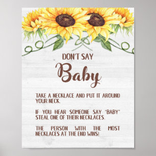 ZEG BABY Sunflower Shower Game Sign KETTING NIET Poster