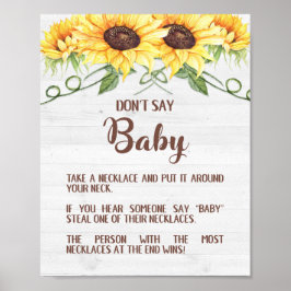 ZEG BABY Sunflower Shower Game Sign KETTING NIET Poster