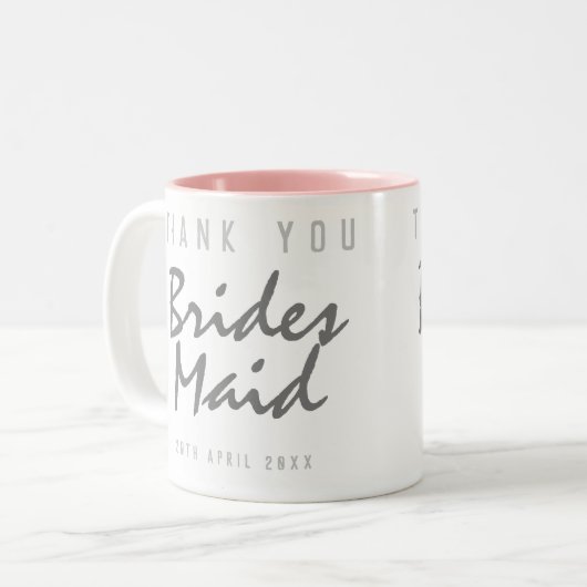 Zeg bedankt - een Bridesmaid Gift Tweekleurige Koffiemok (Voorkant links)