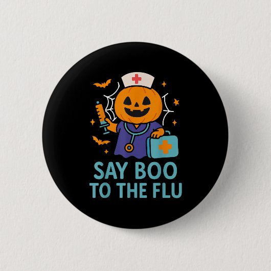 Zeg Boe aan de grieppraktijk Halloween Vaccin Pomp Ronde Button 5,7 Cm (Voorkant)