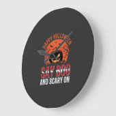 Zeg Boe Halloween Pompoen Ontwerp_1 Grote Klok (Hoek)