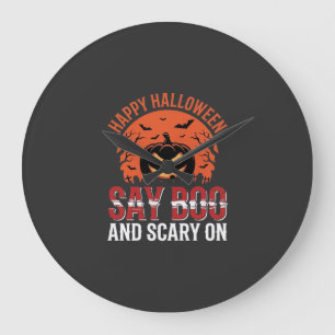 Zeg Boe Halloween Pompoen Ontwerp_1 Grote Klok