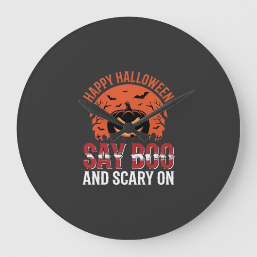 Zeg Boe Halloween Pompoen Ontwerp_1 Grote Klok (Voorkant)
