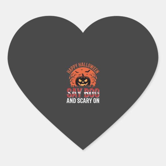 Zeg Boe Halloween Pompoen Ontwerp_1 Hart Sticker (Voorkant)