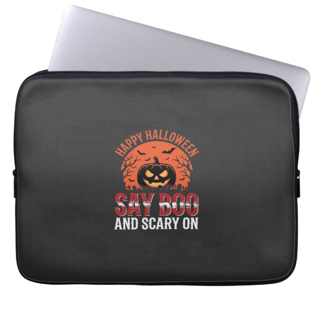 Zeg Boe Halloween Pompoen Ontwerp_1 Laptop Sleeve (Voorkant)