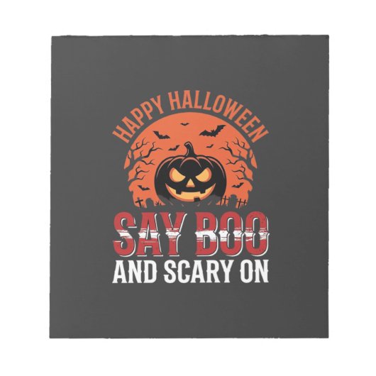 Zeg Boe Halloween Pompoen Ontwerp_1 Notitieblok (Voorkant)