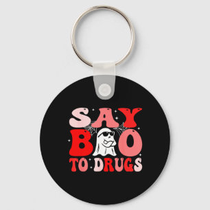 Zeg Boe tegen Drugs Grappige Halloween Rode Lint W Sleutelhanger