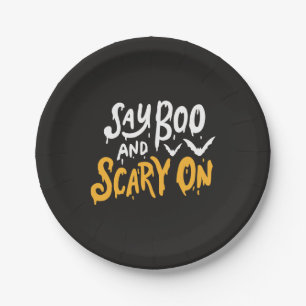 Zeg Boo en Scary op Funny Halloween Party Papieren Bordje