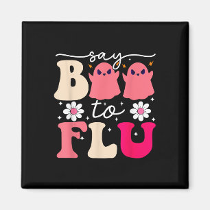 Zeg Boo tegen de griepgrappige Halloween Schattige Magneet