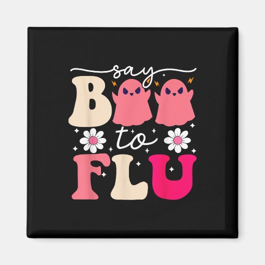 Zeg Boo tegen de griepgrappige Halloween Schattige Magneet (Voorkant)