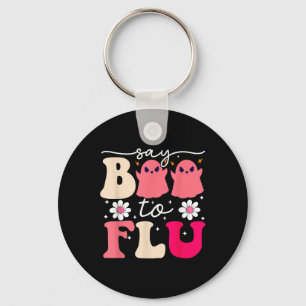 Zeg Boo tegen de griepgrappige Halloween Schattige Sleutelhanger