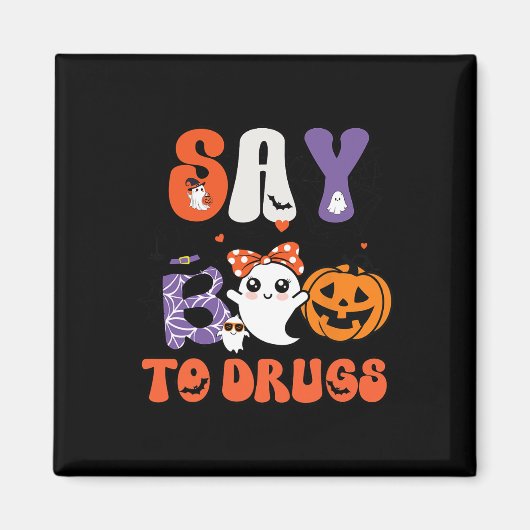 Zeg Boo tegen drugs Funny Halloween Red Week A Magneet (Voorkant)