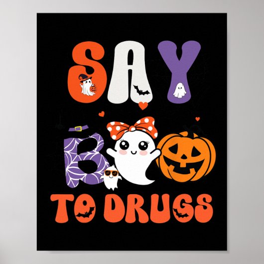 Zeg Boo tegen drugs Funny Halloween Red Week A Poster (Voorkant)