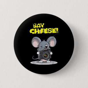 Zeg Cheese Grappige Muis Fotograaf Foto Camera H Ronde Button 5,7 Cm
