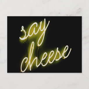 Zeg Cheese Neon Lights Briefkaart