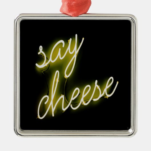 Zeg Cheese Neon Lights Metalen Ornament (Voorkant)