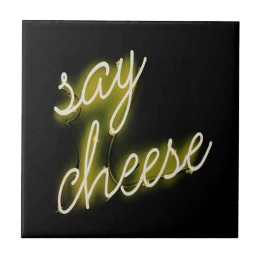 Zeg Cheese Neon Lights Tegeltje (Voorkant)