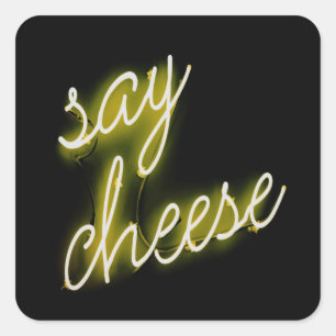 Zeg Cheese Neon Lights Vierkante Sticker