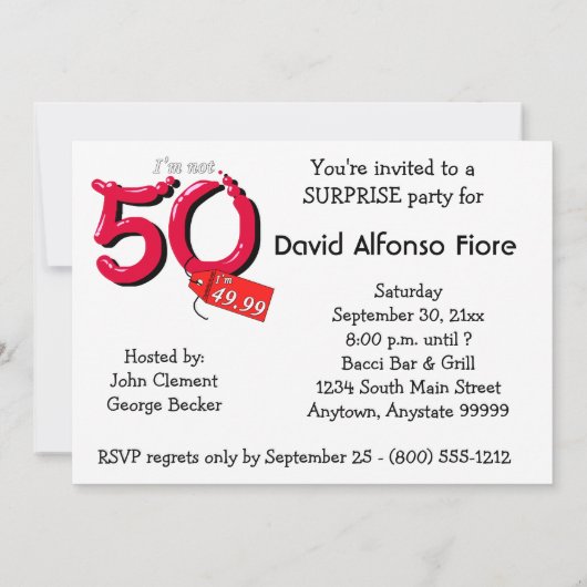 Zeg dag tegen 49 een 50e verjaardag viering kaart (Achterkant)