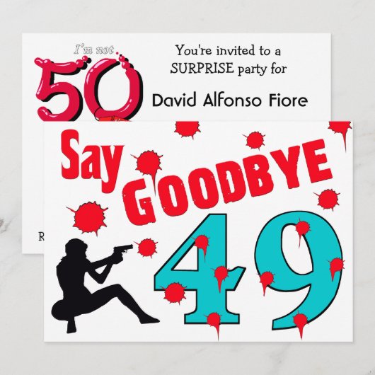 Zeg dag tegen 49 een 50e verjaardag viering kaart (Voorkant / Achterkant)