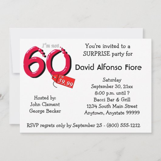 Zeg dag tegen 59 een 60e verjaardag viering kaart (Achterkant)