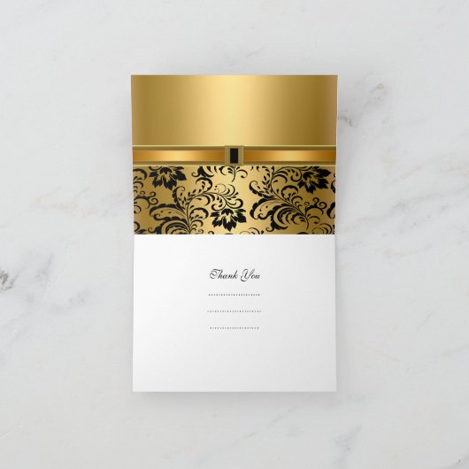 Zeg Dank Kaart Zwart Goud Damast (Binnen)
