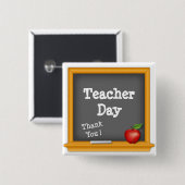 Zeg dankjewel op lerarendag vierkante button 5,1 cm (Voorkant /achterkant)