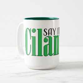 Zeg dat het geen koriander is tweekleurige koffiemok