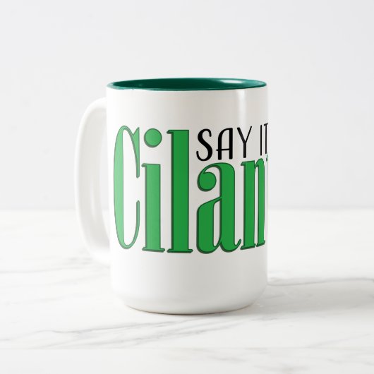Zeg dat het geen koriander is tweekleurige koffiemok (Voorkant links)