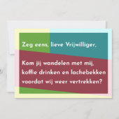 Zeg eens, lieve Vrijwilliger Bedankkaart (Voorkant)