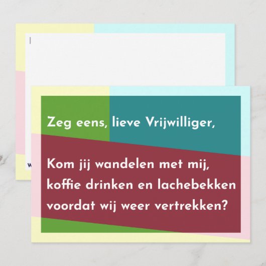 Zeg eens, lieve Vrijwilliger Bedankkaart (Voorkant / Achterkant)