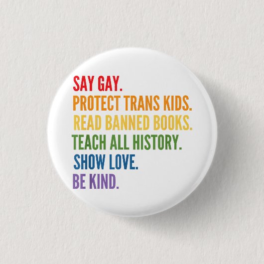 Zeg Gay Bescherm Trans Kinder Lees Verboden Boeken Ronde Button 3,2 Cm (Voorkant)