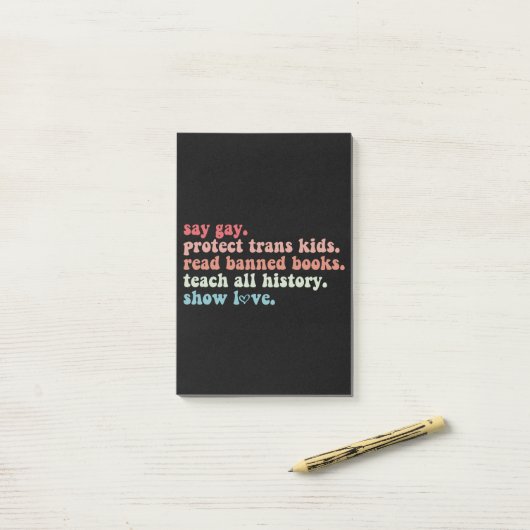 Zeg Gay Bescherm Trans Kinderen Lees Verboden Boek Post-it® Notes (Op bureau)