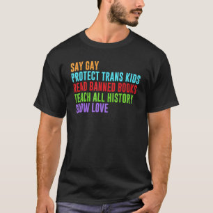 Zeg Gay Bescherm Trans Kinderen Lees Verboden Boek T-shirt