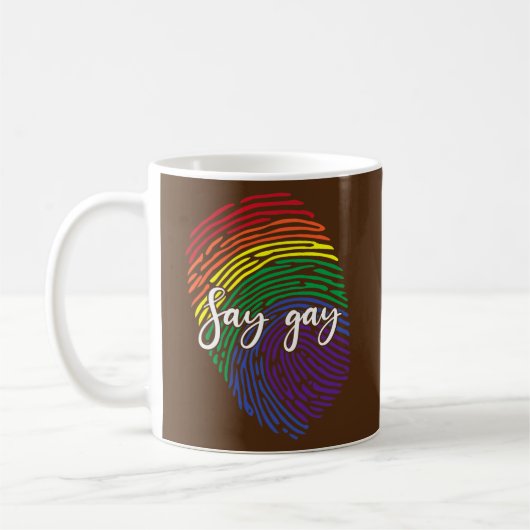 Zeg Gay Finger Print DNA LGBTQ Rainbow Flag Pride Koffiemok (Links)
