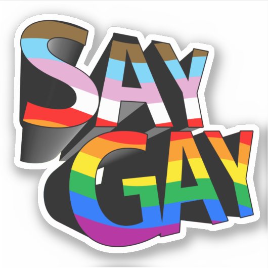 Zeg Gay Progressieve Pride Sticker (Voorkant)